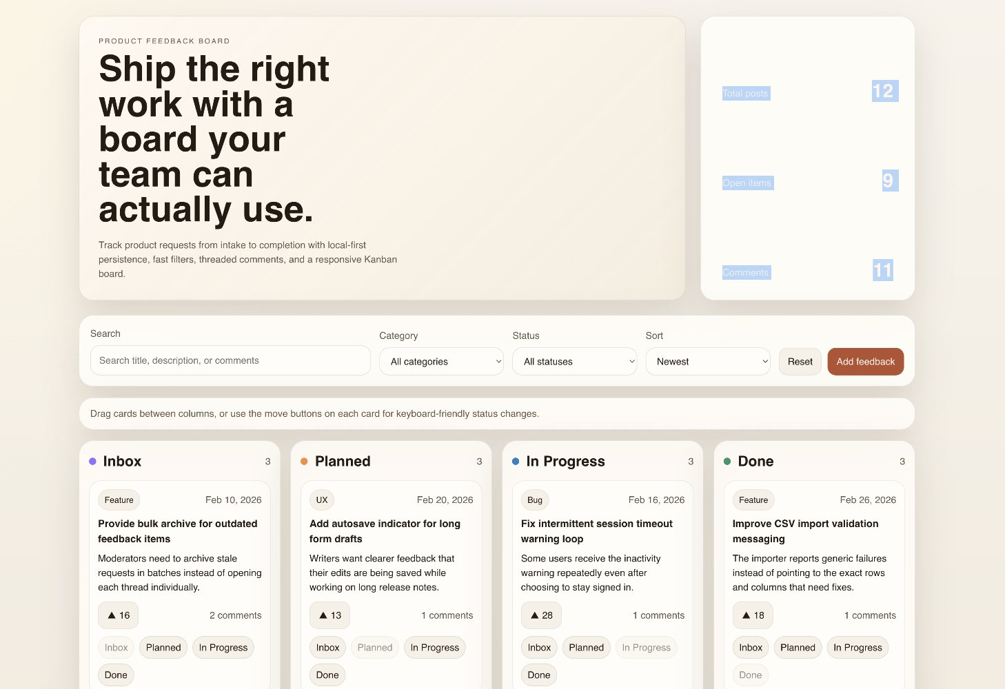 Codex 5.4 Product Feedback Board result